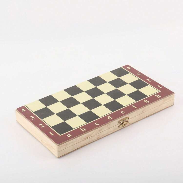 1pc Large Foldable Wooden Chess Board Game Set, Includes Chess, Checkers, And Backgammon, Develops Strategic Thinking, Adult Wooden Board Game, Best Gift For New Year - Multicolor - View 8