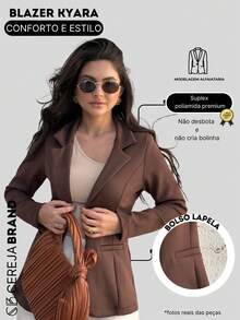 Women's Blazer, Maxi Coat, Long, Tailored, Elegant, Chocolate Brown Overcoat - Rust Brown - View 3