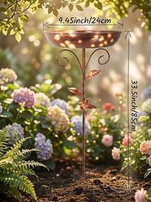 Chậu tắm chim ngoài trời, máng ăn chim sân vườn 33,5 inch có cọc cắm, thiết kế chim ruồi và lá cây cổ điển, chậu tắm chim đứng chống gỉ cho sân, hiên nhà, bãi cỏ và trang trí sân vườn. - 9,45 inch - Xem 6