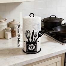 Portarotolo di carta igienica elegante a forma di pala in metallo, portarotolo in ferro nero per la cucina, senza installazione necessaria, adatto per tavolo da pranzo, camera da letto e altri stili country casa, design durevole - Multicolore - Visualizzare 9