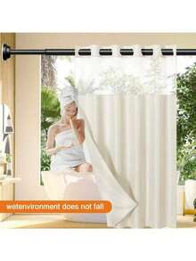 1pc Adjustable Stainless Steel Single-Sided Telescopic Rod, Multi-Section Modular Easy Installation, Suitable For Bathroom Shower Curtain Metal Tension Rod, Also Suitable For Wardrobe Hooks, Door And Window - Telescopic Pole - View 7