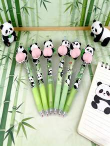 5pcs/3pcs/1pc, Panda Poop Pen Cartoon Creative Stress Relief Squeezable Neutral Pressing - New 2026 Model Pen Features A Soft Rubber Grip, Allowing For Long Periods Of Writing Without Fatigue. Simply Press To Release The Ink Cartridge And Add Smooth Ink. - Multicolor - View 4