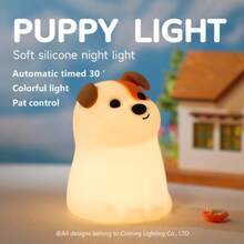 Đèn ngủ hình cún con dễ thương bằng silicon mềm, 7 màu, sạc USB, trang trí phòng ngủ. - Nhiều màu - Xem 8