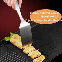 Bộ 1/2 chiếc xẻng nướng phẳng bằng thép không gỉ, thích hợp để nướng bít tết, bánh kếp và teppanyaki. Dụng cụ nhà bếp bền bỉ, xẻng nấu ăn. - Nhiều màu - Xem 8