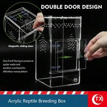 TX 1pc High Transparent Acrylic Jumping Spider Habitat, Reptile Terrarium For Breeding Small Reptiles Or Invertebrates, With Magnetic Top And Front Opening Design, Breathable And Escape-Proof - Multicolor - View 10