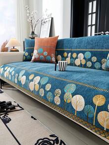 1PC Chenille Jacquard Sofa Cover With Full Moon Tree Pattern, Non-Slip Pet-Resistant Cushion Pad, All-Season, Machine Washable, Elegant Decor For Room, Premium Sofa Protector - Multicolor - View 12