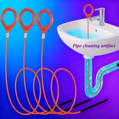 Heavy Duty Manual Drain Snake With Extension Hook - Flexible Gooseneck Design, Ideal For Clearing Clogged Bathroom/Shower Drains - Suitable For Household And Commercial Use - Effectively Clears Hair, Soap Scum, Sink, Shower And Tub Clogs