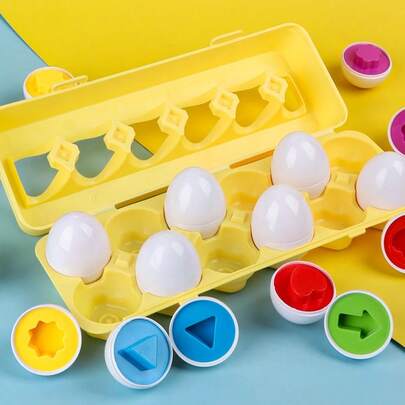 Izengate Bộ 12 đồ chơi ghép hình trứng, xếp hình phân loại nhận dạng màu sắc và hình dạng, đồ chơi giáo dục giác quan học tập sớm, thích hợp cho trẻ mới biết đi từ 18 tháng tuổi trở lên, quà tặng Giáng sinh và năm mới cho trẻ em