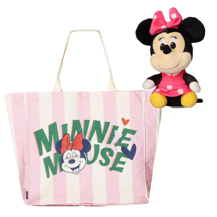 CERDÁ LIFE'S LITTLE MOMENTS Disney Minnie Mouse XL Shopping Bag + Keychain, Official Disney Large Bag, For Everyday Use - Pink - View 1