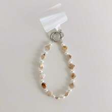 1 Set Handmade Antique Bronze Shell & Faux Pearl Beaded Long Lanyard, Minimalist Phone Strap, Crossbody Phone Chain, Bag Chain - Multicolor - View 6