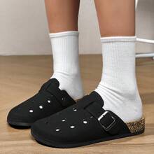 Dép lê nam mới, kiểu dáng thoải mái, quai điều chỉnh được, đế lót bằng nút bần mềm mại, thích hợp cho nhà, văn phòng, phòng ngủ, mặc hàng ngày, cỡ EU 36-45. - màu đen - Xem 4