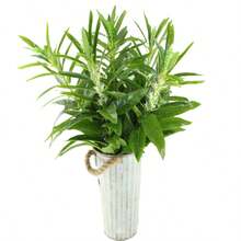 Artificial Single Stem Sesame Flower With Leaf, Agricultural Crop Fruit Tree Greenery, Symbolizing Promotion And Advancement, Suitable For Office Promotion, Home Decor - Green - View 1