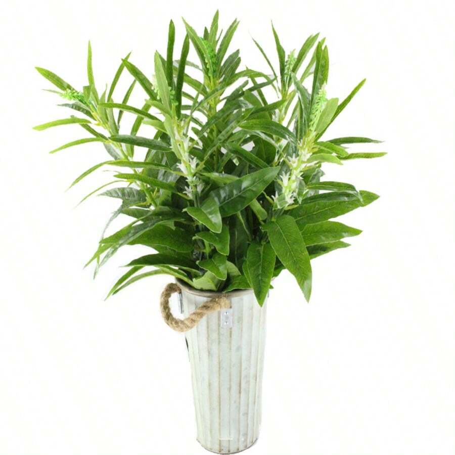 Artificial Single Stem Sesame Flower With Leaf, Agricultural Crop Fruit Tree Greenery, Symbolizing Promotion And Advancement, Suitable For Office Promotion, Home Decor - Green - View 1