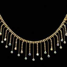 One Strip Of Glittering White Rhinestone Fringe Ribbon - An Irregular Crystal Bead Fringe Chain With Adjustable Length, Suitable For DIY Sewing, Wedding Dresses, Apparel Crafts, Home Decor, And Sewing Accessories | A Charming Embellishment - Tassel - View 4