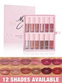 HANDAIYAN 12pcs Lip Makeup Set Containing Liquid Lip Gloss, Lipstick And Lip Balm, Non-Sticky, Long-Lasting Color, Waterproof And Smudge-Proof, Shimmery Lip Gloss, Mother's Day & Valentine's Day Gift Box, Net Content: 2ml X 12pcs, Makeup Products, Face Painting, Cosmetics, Suitable For Women, Applicable For Winter/Spring, Suitable For Birthday, Valentine's Day, Mother's Day Gifts, Carnival Party, Best Color Choice For Y2K Fancy Fashion - Nhiều màu - Xem 12