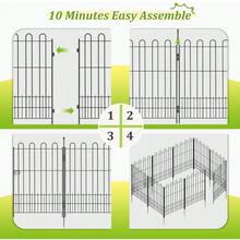 Tall Garden Fence Animal Barrier With Gate, 39.5in (H) X 11.5ft (L) 5 Panels Decorative Dog Fence Outdoor For Yard, Heavy Duty Metal Fence Border, Flower Bed, Easy Setup, Black - Black - 查看 4
