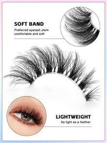 ENCHUW 7 pares de pestañas postizas naturales con banda transparente, pestañas cruzadas y aspecto natural para extensión de pestañas y maquillaje - Negro - Ver 3