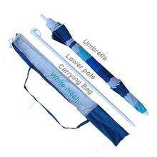 Heavy-Duty 6' Blue Striped Beach Umbrella, UV Resistant Windproof Portable Sun Shelter For Camping & Poolside - 單身的 - 查看 5