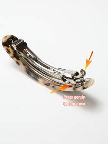 1个复古优雅豹纹椭圆形弹簧夹发夹，适用于马尾辫/发髻，适合细软短发，学生用品，动物纹，发饰，头部饰品，女士发饰，发夹 - 彩色 - 查看 4