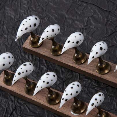 10Pcs 25MM Handmade Black & White Polka Dot Short Cat Claw Press On Nails, French Retro Contrast Color Design, Elegant & Reusable For SUMMER Daily Wear