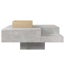 Modern Coffee Table / Concrete Grey Coffee Table / Rectangular Living Room Table With Storage / Robust And Durable / Suitable For Living Rooms And Office Areas, 72*72*30 Cm - Grey - View 9