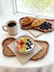 1/3pcs Handcrafted Foot-Shaped Wooden Tray, Multi-Purpose Kitchen Storage Tray, Tableware Service Tray, Breakfast Tray, Wooden Tray, Tea Tray. Suitable For Placing Cakes, Desserts, Breads, Coffees, Etc. Applicable For Restaurants, Kitchens, Desktops, And Suitable For Mother's Day, Thanksgiving, Easter And Other Holidays. - View 4