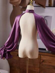 European And American New Bride Long Arm Shoulder Decor Chiffon Fake Sleeve, Versatile Accessory For Wedding Dress, Cover Upper Arm - Purple - View 2
