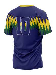 Brazil National Team Retro Classic World Cup Fan Jersey - Immediate Shipping - 藍色 - 查看 2