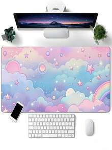 1 件装云朵星空极简超大橡胶鼠标垫，顺滑鼠标键盘垫，糖果云朵星空鼠标垫，锁边防滑，家用/游戏桌面垫，返校季游戏鼠标垫，办公用品，桌面配件，顺滑鼠标垫 - 糖果雲層 - 查看 7