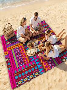 1 pieza Alfombra de estilo bohemio tipo mandala, Alfombra grande impermeable y antiarena con impresión digital, Adecuada para viajes al aire libre, camping y picnics - A - Ver 8