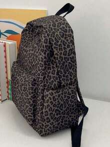 Mochila de gran capacidad versátil de unicolor simple para estudiantes, de vuelta a la escuela - Café integral - Ver 3