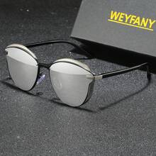 WEYFANY 时尚男士太阳镜，猫眼纯色复古金属偏光太阳镜，TAC材质轻盈舒适，优雅复古简约百搭时尚镜框，适合驾驶、户外活动、旅行、派对、摄影、休闲、海滩、音乐节、徒步、度假、高尔夫、远足等场合。 - 彩色 - 查看 14