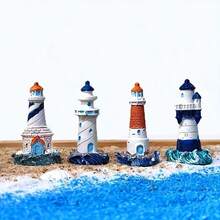 1pc Lighthouse Figurine, Nautical Theme Lighthouse Statue, Mediterranean Style Lighthouse Statue Decor, Suitable For Fairy Garden, Ocean Landscape Decoration, Nautical Craft Sand Table Scenery Accessories, Home Decor - A - View 8