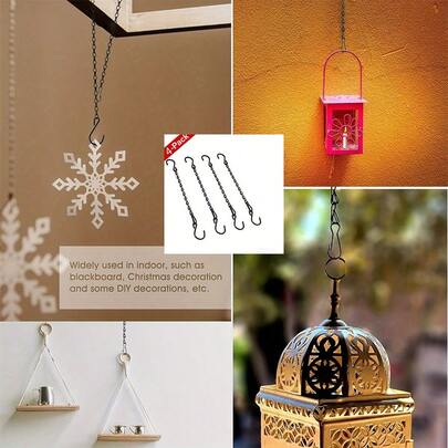4pcs Metal Plant Hanging Chains With S-Shaped Hooks, Multi-Purpose Chain Hooks Suitable For Bird Feeders, Lanterns, Wind Chimes, Signs And Indoor/Outdoor Decor Hanging, Outdoor Tools