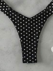 New Polka Dot Ruched Sexy Elegant Beach Vacation Party Swimsuit Set For Women, Spring/Summer - MultiWarna - View 6