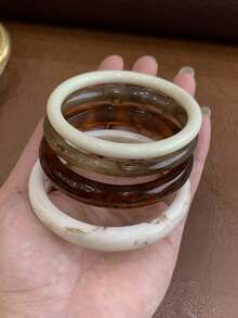 LADYCOCO Bộ 4 vòng tay nhựa acrylic dày dặn kiểu cổ điển, phối màu vàng đồng, thích hợp cho tiệc tùng và sử dụng hàng ngày (Có thể có sự khác biệt nhỏ giữa ảnh và sản phẩm thực tế) - Nhiều màu - Xem 5