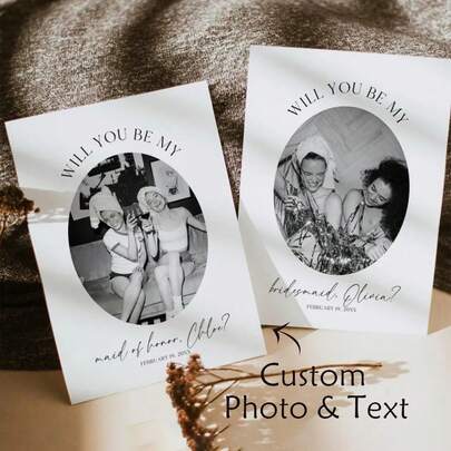 Thiệp mời phù dâu thiết kế riêng, có thể tùy chỉnh ảnh và thông tin, thiệp mời cưới phong cách Bohemian cổ điển, thiết kế có thể chỉnh sửa, quà tặng thiệp mời phù dâu độc đáo cho tiệc cưới, hộp quà phù dâu, phong cách cổ điển, quà lưu niệm cô dâu thiết kế riêng.