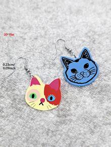 1 Đôi bông tai mặt dây chuyền hình mèo hoạt hình 2D phẳng bằng acrylic, kiểu dáng dễ thương và thanh lịch tối giản dành cho nữ, phù hợp để đeo hàng ngày và đi nghỉ mát. - Nhiều màu - Xem 7