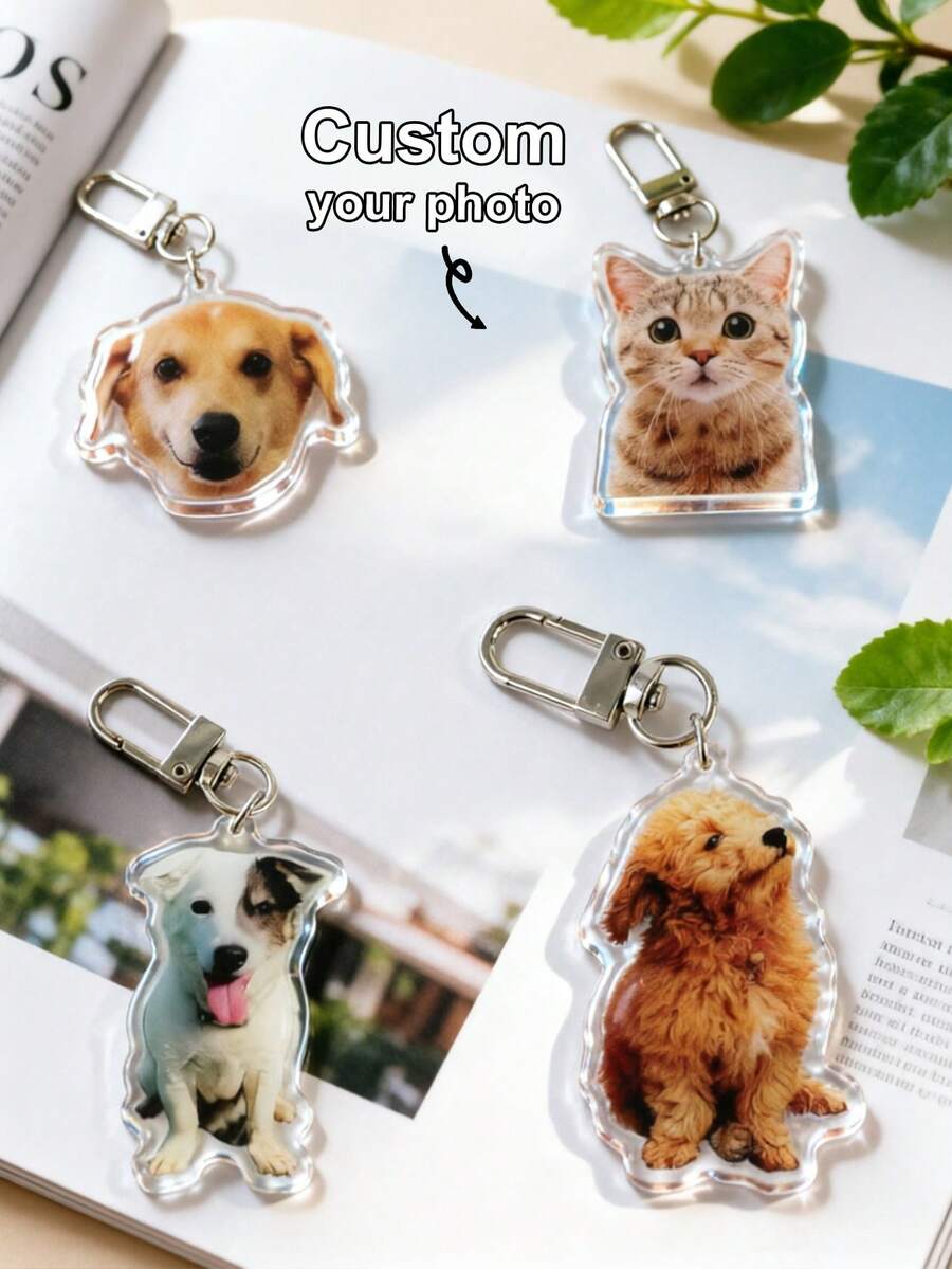 Customized Pet Keychains, Customized Cat Keychains, Customized Dog Keychains, Personalized Photo Keychains, Acrylic Keychain Pendants, Customized Pet Memorial Gifts ,For Family