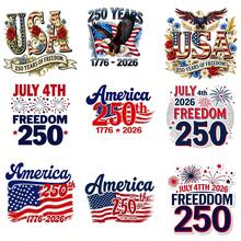 9PC DIY Iron On Transfers For Tshirts,  Usa 250 Years Of Freedom July 4th Freedom 250 America 250th 1776 2026 Freedom 250 America For The 250th 1776 2026 July 4th 2026 Freedom 250 , Easy Heat Transfer For Clothing, T-Shirts, Jeans, Backpacks, Hats & Pillows, Durable Washable Stickers Perfect For Casual Style, Ideal Gift For Women And Men. - Phong cách ngẫu nhiên - Xem 2