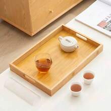 1 chiếc khay gỗ tre có tay cầm, khay đựng đồ ăn sáng dùng trên giường, phòng khách, nhà bếp, phòng ăn, quà tặng Giáng sinh. - 1 chiếc - Xem 3