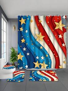 Bộ 1/4 rèm tắm họa tiết cờ đỏ và ngôi sao, rèm tắm chất lượng cao kèm 12 móc nhựa, thảm chống trượt phòng tắm, bọc bồn cầu hình chữ U, phụ kiện trang trí nhà cửa hiện đại, rèm tắm trang trí nhà cửa thiết kế hiện đại trang nhã, trang trí phòng tắm, bộ rèm tắm phòng tắm, quà tặng tân gia hoàn hảo. Dễ dàng lắp đặt - Món quà hoàn hảo cho bạn bè và gia đình, phù hợp cho mùa xuân, hè, thu và đông. - Nhiều màu - Xem 3