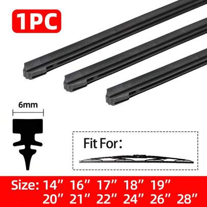 1 dải cao su gạt mưa 14" 16" 17" 18" 19" 20" 21" 22" 24" 26" 28" Thích hợp cho cần gạt mưa khung sắt ô tô, dải cao su gạt mưa kính chắn gió thay thế phụ tùng ô tô. (Lưu ý: Do sự khác biệt về màn hình và hiệu ứng ánh sáng, màu sắc thực tế có thể hơi khác, và vui lòng cho phép sai số nhỏ do đo thủ công.)