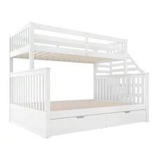 90 X 200 Over 140 X 200 Bunk Bed With Drawers, Storage Space, Without Mattress, Multifunctional, White - White + Pine + 140cm*200cm - View 4