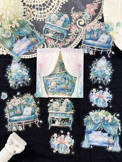 10张/包 复古公主主题贴纸，可用于剪贴簿DIY装饰，适用于计划本、相册、日记本