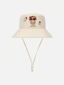 Mũ tai bèo Sanrio dành cho bé gái năm 2026, vành rộng chống nắng, nhẹ và thoáng khí, thiết kế hoạt hình dễ thương, phụ kiện cần thiết cho mùa hè ngoài trời. - Trắng đục - Xem 1