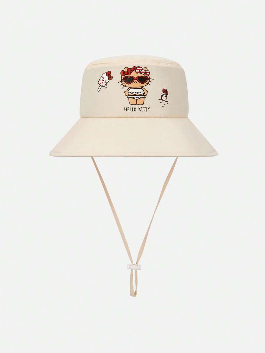 Mũ tai bèo Sanrio dành cho bé gái năm 2026, vành rộng chống nắng, nhẹ và thoáng khí, thiết kế hoạt hình dễ thương, phụ kiện cần thiết cho mùa hè ngoài trời. - Trắng đục - Xem 1