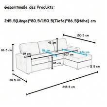 FX-P60EU- (SOFA 5180-37) - Corner Sofa With Storage, Modular Sofa, Sofa With Ottoman, Large Sofa For Living Room, Modern, Comfortable, Pocket Springs, 245.5 Cm - Grey - View 3
