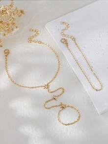 Bộ 2 vòng tay hình bát giác đính đá Cubic Zirconia, thích hợp cho nữ giới đeo hàng ngày, hẹn hò, dự tiệc, hộp đêm, dạ hội, có thể đeo chồng lên nhau. - Vàng - Xem 4