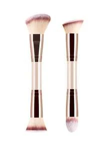 ronshadow 2支双头化妆刷，粉底高光双头化妆刷，面部化妆刷，化妆工具 - 彩色 - 查看 11